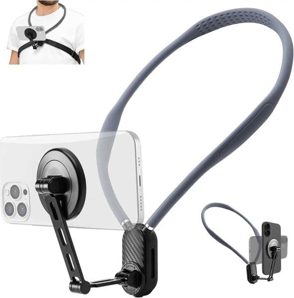 Magnetic Neck Phone Mount Adjustable Chest Strap Neck Phone Holder for Recording Hands Free POV/Vlog Phone Video Filming T260521