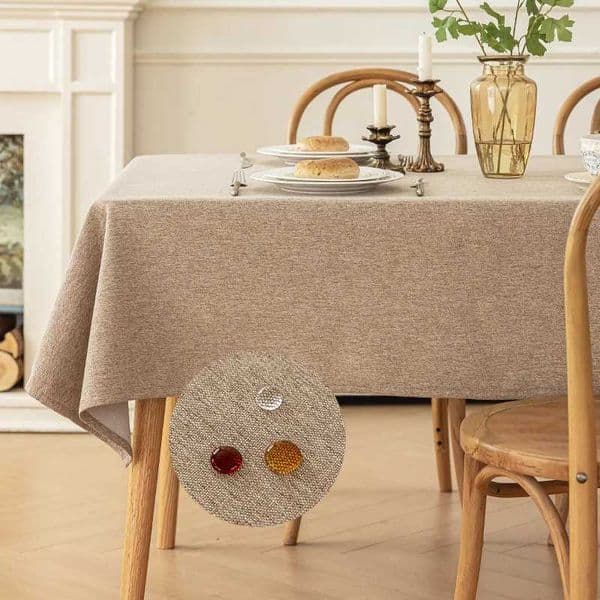 Cotton and Linen Three-proof Tablecloth Waterproof and Dustproof Solid Color Rectangular Tablecloth Coffee Dining Table Cloth L260521