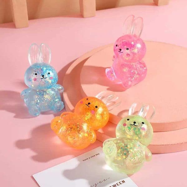 kids Anti-stress Soft TPR Slow Rebound Sequins Maltose Pinch Toy Stress Relief Elastic Squeezing Colored rabbit Decompression Z260521