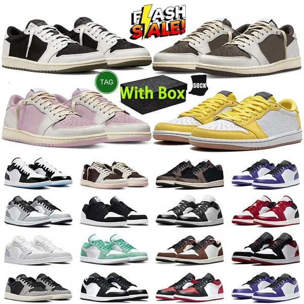 1 Low Travis Reverse Mocha 1s Medium Olive Basketball Shoes High OG Palomino Black Phantom OW Unc Toe Men Women Scots Trainers Sneakers Sizes 36-47