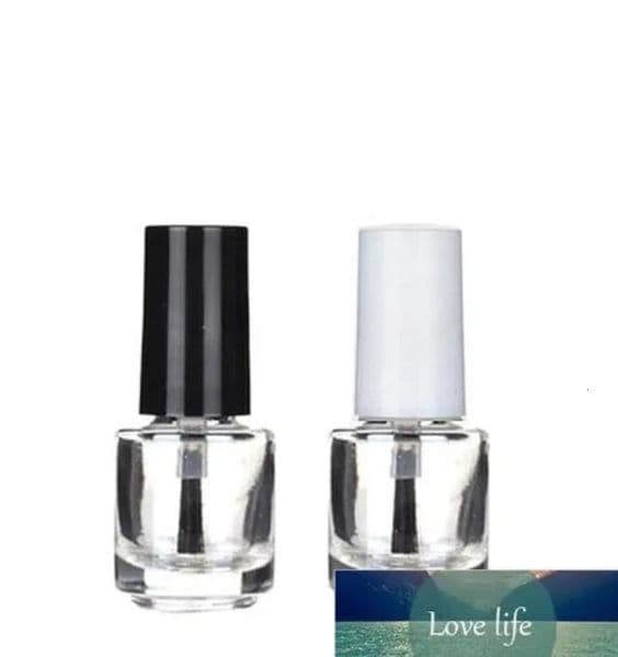 2026 Wholesale Wholesale 5Ml Round Shape Refillable Empty Clear Glass Polish Bottle For Nail Art With Brush Black Cap White Caps Free Shipping 03