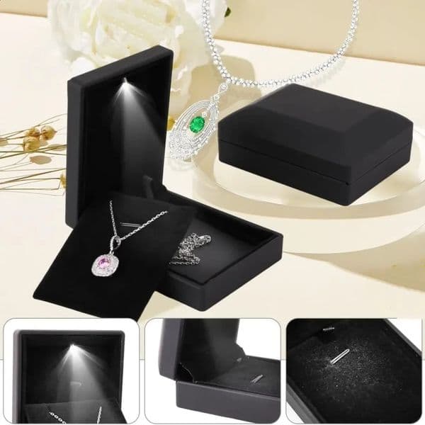 Pendant Box with LED Light Jewelry Case Square Shaped Box Velvet Jewelry Gift Boxes LED Necklace Box for Engagement Proposal 260520