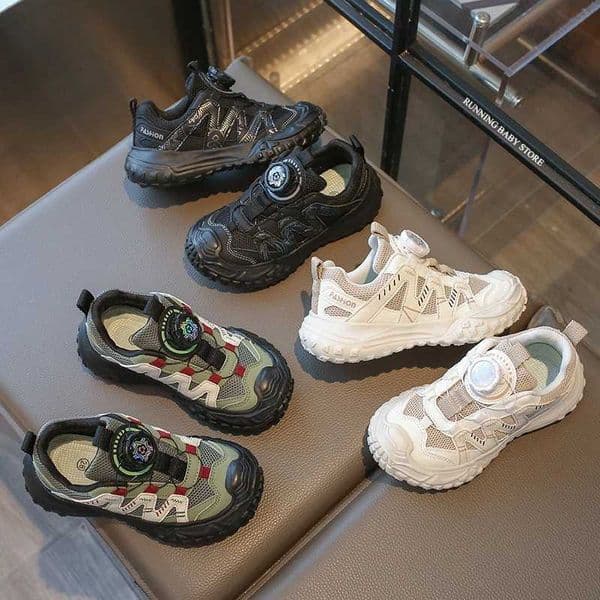 Funny Knob Breathable Mesh Children Sneakers Tire Soft Sole Student Boy Running Shoes Anti-skid Jogging Hiking Shoes Girl I02183J260521