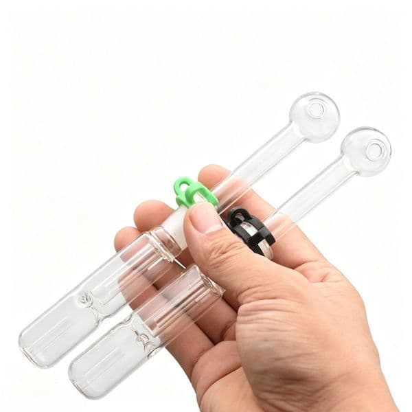 Wholesale 14mm glass Collect oil burner pipe Smoking Accessories with glass banger bowl and Plastic Clip for Glass Bong Water Pipe hookah