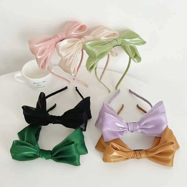 Girls Elegant Mesh Barrette Headwear Headress Bright Silk Hairband Bow Hair Hoop Women Headband Korean Style Hairband L260521