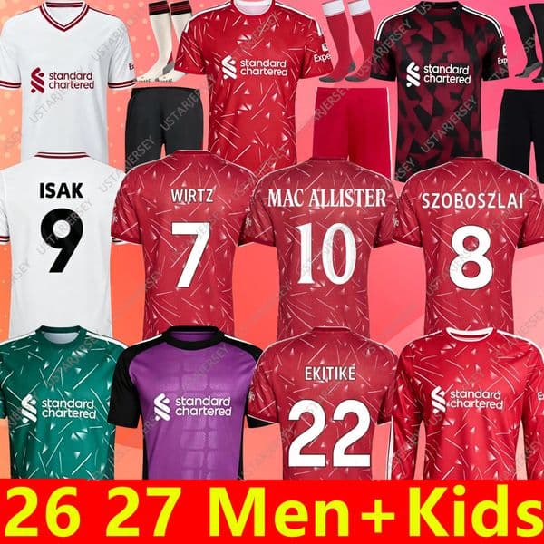 liverpool 2025 2026 2027 Soccer Jerseys Mohamed ISAK WIRTZ EKITIKE SZOBOSZLAI MAC ALLISTER camiseta NGUMOHA SZOBOSZLAI EKITIKE long sleeve 25 26 27 football jersey
