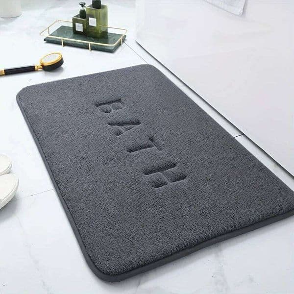 Solid color flannel bathroom non-slip floor shower room door absorbent foot square embroidered toilet mat 26W0521