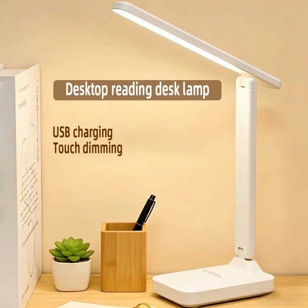 Foldable LED Desk Lamp Rechargeable Touch Control 3 Dimmable Levels Eye-Caring Book Reading Light for Bedroom Office Study C260521