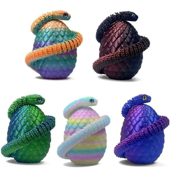 30cm 3D Printed Snake with 85cm Egg Mobility Simulate Snake Ornament Cool Funny Figurine for Home Office Desktop Home DecorJ260521