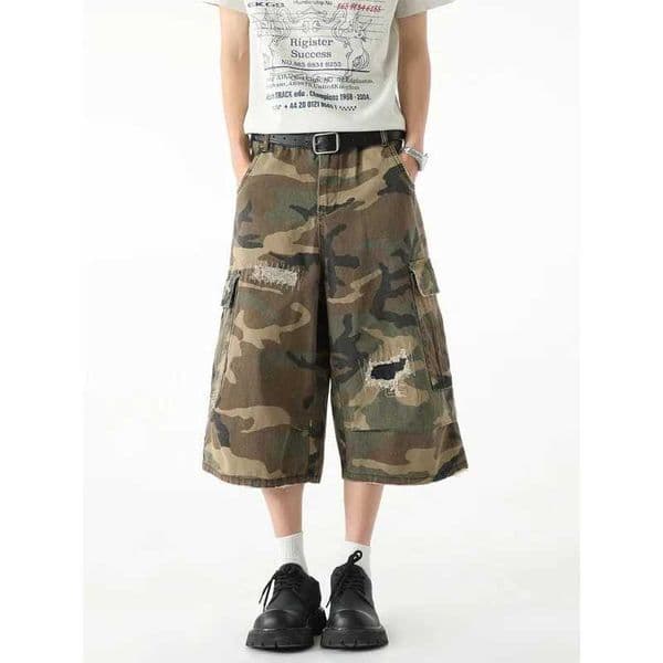 Mens shorts summer casual loose camouflage shorts streetwear hip-hop trend camouflage workwear casual shorts mens clothing L260521