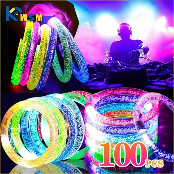 1-100PCS Halloween LED Acrylic Glow Bracelet Concert Support Fluorescent Bracelet Holiday Party Bracelets Holiday Decoration 260520