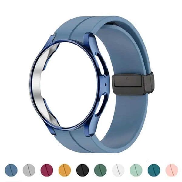 Original Silicone StrapCase For Samsung Watch 4/5/6/7 40 44mm Watch 5Pro 45mm Magnetic Buckle Band Galaxy Watch 4 Classic 46mm L260521