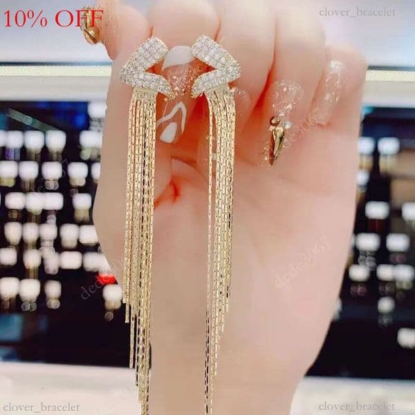 Designer Earrings Boho Classic Earring Tassel Cubic Zirconia Plated Moissanite Sterling Geometric Screw Back Women Girls AAA