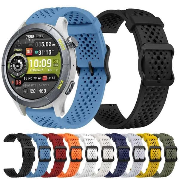 22mm Breathable Silicone Band For Amazfit Cheetah Pro/Round Sport Strap For Amazfit Balance 2/Bip 6 5 Unity/GTR 47mm/ GTR2 3 4 L260521