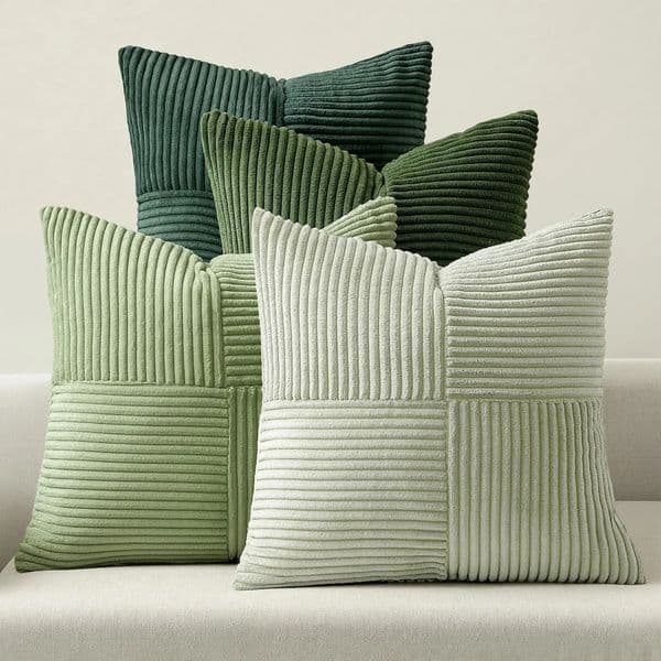 Green Corduroy Striped Decorative Throw Pillow Cover 45x45CM Mordern Spring Nordic Cases for Couch Sofa Living Room Bed 260521