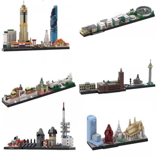 Budapest Bangkok Phnom Penh Stockholm Prague Skyline Architecture Model DIY Assemble Bricks Educational Creative Collection ToyT260521