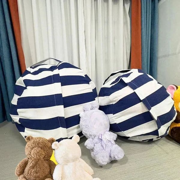 Bean Bag Storage Stuffed Animal Chair Kids Toys Zip Canvas Children Kids Plush Toy Organizer Large Capacity 260521
