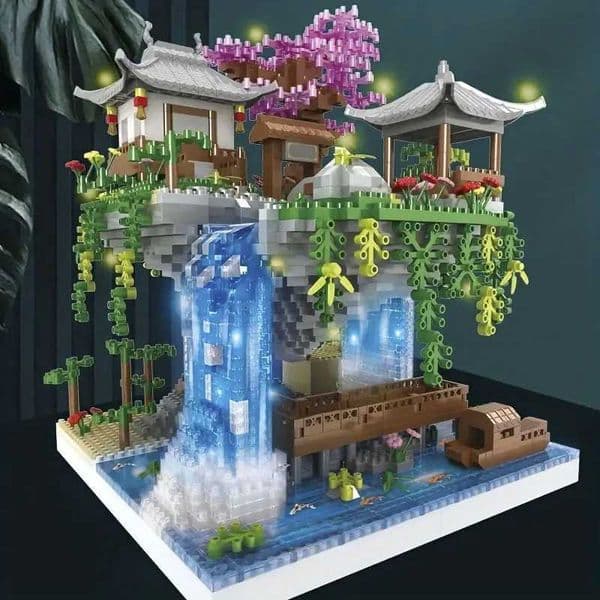 Ancient Architecture Peach Blossom Pond Castle Girl Model Building Block Assembly High difficulty Childrens Toy M260520