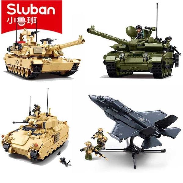NEW Sluban M3A3S Infantry Armored Vehicle Abrams Tank Building Blocks Classic Military Games Red Alert Model WW2 Bricks Toy GiftJ260521