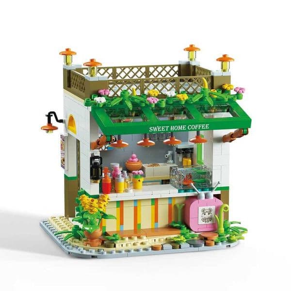 Adult Fantasy Compatible Building Block Set Fairy Tale House with Coffee Shop Art Garden Street Scenery M260520