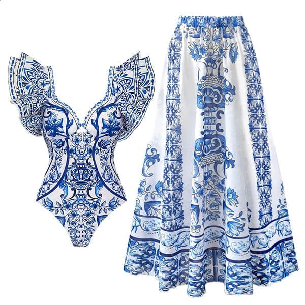 2026 Sexy Ruffle Bikini Set Printed Brazilian Biquini Women Swimwear Skirt Bathing Suit Girls Summer Beachwear Dress 260521