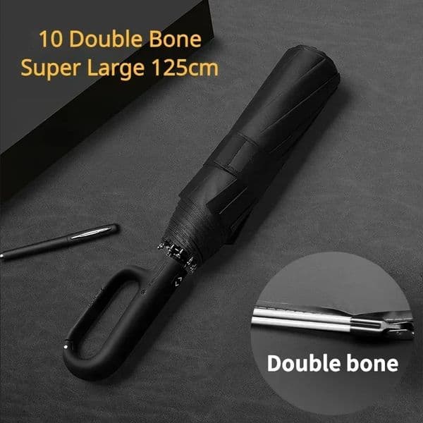 Umbrellas Reinforce Ring Clasp Fully Automatic Umbrella Men Women 10 Double Bone Large Folding Windproof Strong Waterproof Sturdy 231123