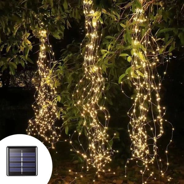 2M Solar Powered LED Branch Lights With Copper Waterproof Waterfall Light For Garden Party Outdoor Christmas Tree Decoration 260521