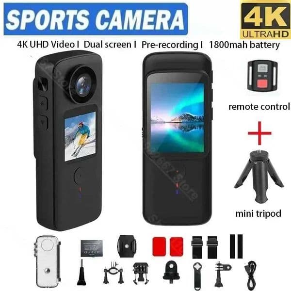 4K WiFi Anti-shake Action Camera Dual Screen 30m Waterproof Touch Screen Sport Camera for Travel Video Recorder Diving Bodycam T260521