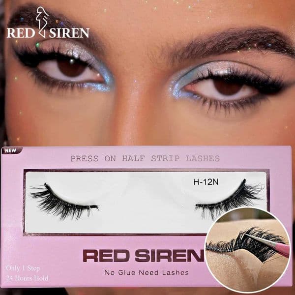 Press On Half Lashes No Glue Need Full Strip Lash Soft Thinest Band Fox /Cat Eye Eyelashes Pre-Glued False Eyelashes Suppliers C260521