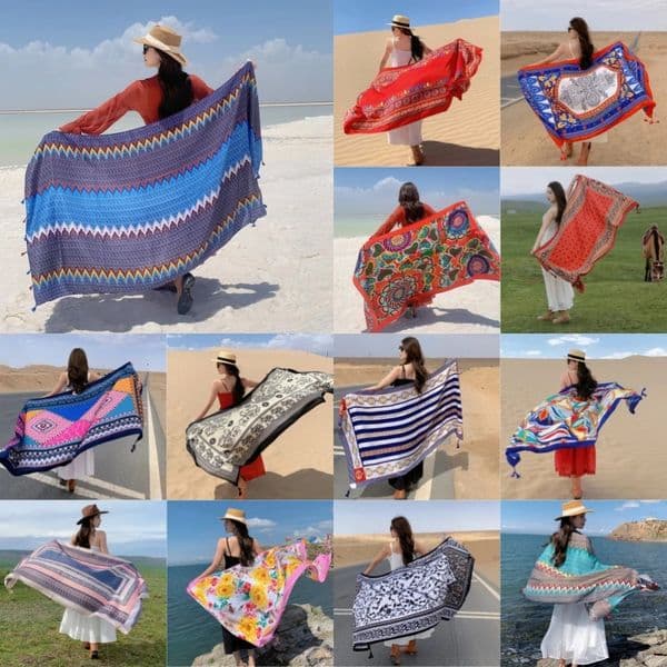 Travel Beach Sunscreen Scarves for Women Bikini Large Sarong Wrap Scarf Brazilian Swimsuit Bathing Cover-ups 17 Styles 90x180cm 260521