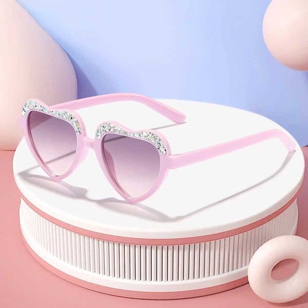 2025 Outdoor Sunshade Boys And Girls Personalized Stage Decoration Sunglasse Childrens New Style Shiny Candy Color Heart Frame L26052172ZC