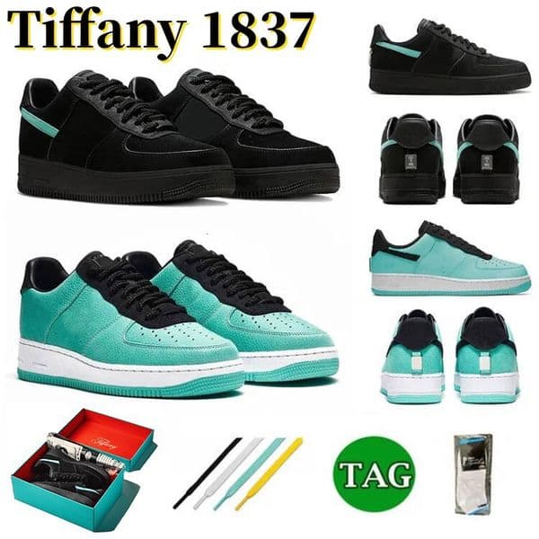 Basketball Shoes Running Tiffany and Co x 1 Low Black Blue Multi Color Men Women Trainers Outdoor Sports Designer Sneakers 36-45