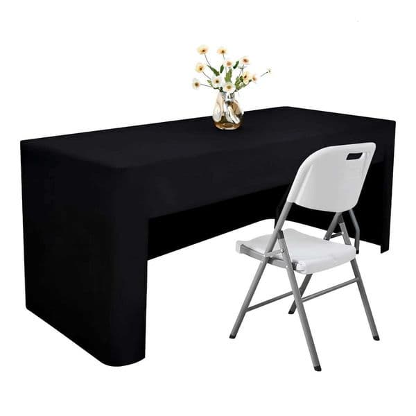 1Pack 6Ft Open-Back Tablecloth for Rectangular Table Washable Fabric Table Cover for Craft Show Display Wedding Events L260521