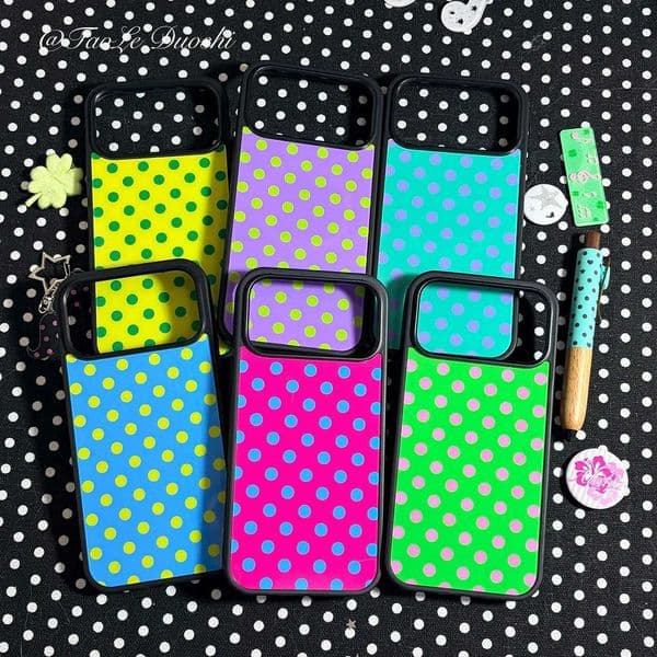 Korean Dopamine Colorful Polka Dots Phone Case For iPhone 17 Air 16 Pro Max 15 14 Plus 13 12 11 Shockproof Silicone Back Cover Z260521