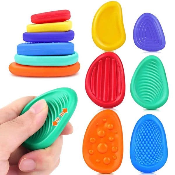 Fidget Toys Adults Sensory Silicone Stone 6 Pack Textured for Autism Kids Calming Down Fidget Stress Relief Toys Kids Gifts Z260521