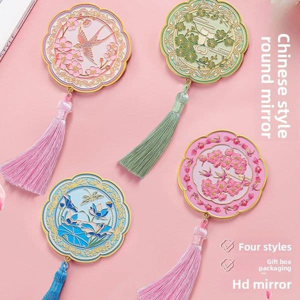 Designer Handheld Makeup Museum Cultural Creative art Portable Ancient Style Metal Beauty Mirror Travel Souvenir National Trend Free Shipping 6