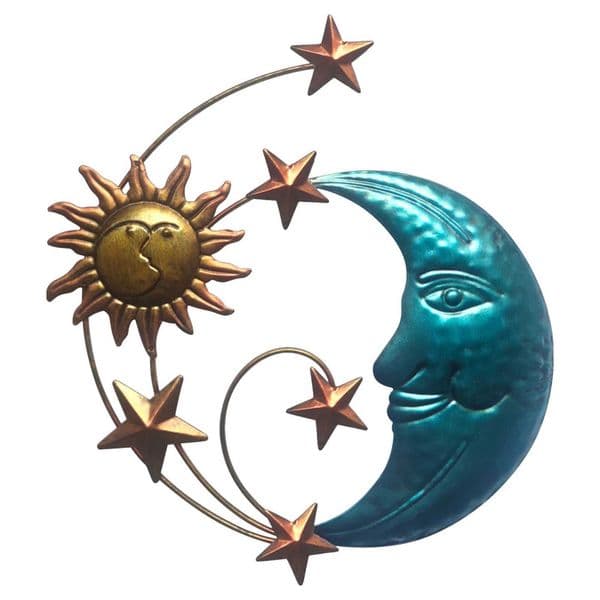Sun Moon Star Face Wall Hanging Sculpture Moon Star Ornament Home Decor Sun Face Metal Wall Art Decor Indoor Outdoor Wall Decor T260520