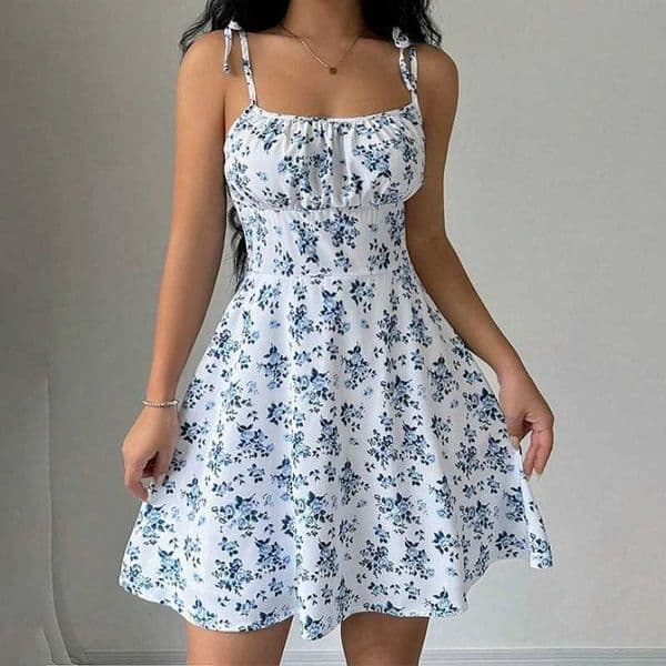 Womens Summer Floral Spaghetti Strap Beach Short DressWomens DressesWoman ClothingWoman ClothesSundressNew in Dress 2025 M260521