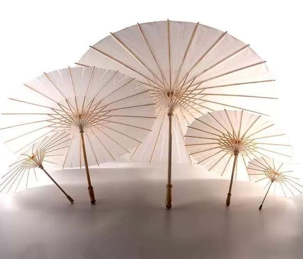 Quality 60pcs Bridal Wedding Parasols White Paper Umbrellas Beauty Items Chinese Mini Craft Umbrella Diameter 60cm thumbnail 2