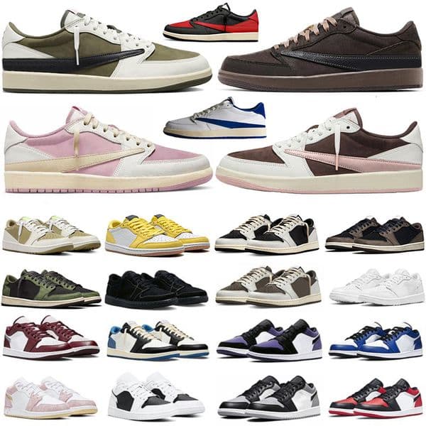 2026 designer Velvet Brown 1 1s Low men Basketball Shoes Golf Black Olive Reverse Dark Mocha Fragment Wolf Grey Sail Phantom UNC Panda Womens Sports Sneakers