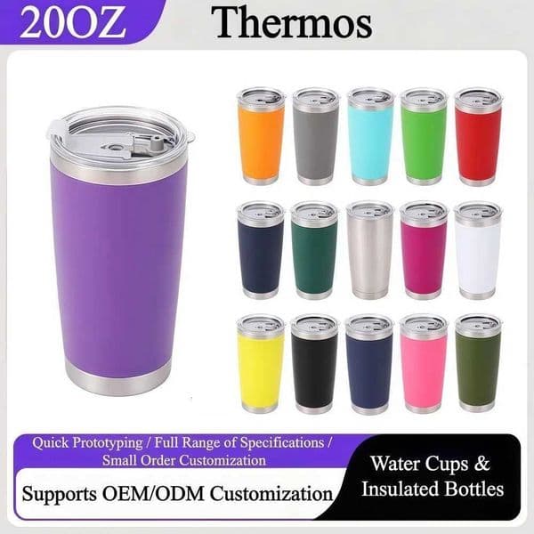 20oz Double-Wall Stainless Steel Thermal Mug 500ml Coffee Insulated Car Mug Hot Drink Portable Travel Water Bottle with StrawZ260319
