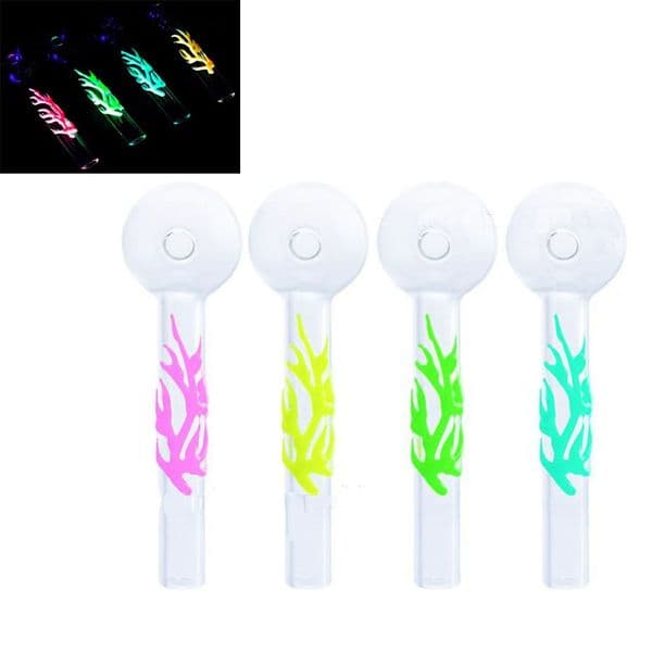 Portable Mini 10cm Smoking Glass Oil Burner Pipes Colorful Thick heady Octopus Glow in Dark Luminous Hand Pipe Spoon Burners Bubble
