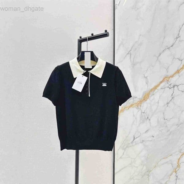 Women's Polos designer Spring/Summer High-End Clothing Color-Block Collar Polo Short-Sleeve Top