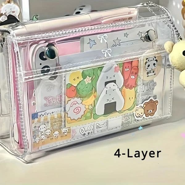 4Layer PVC Transparent Makeup Bag Travel Toiletry Organizer MultiPurpose Pencil Case for Students 260521