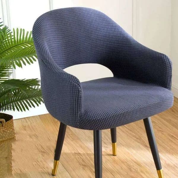 Luxury Designer Decor Universal room Curved Hollow Back Jacquard Arc Armchair Dining Chair Covers Home Spandex Elastic Dustproof Cover Decor 6