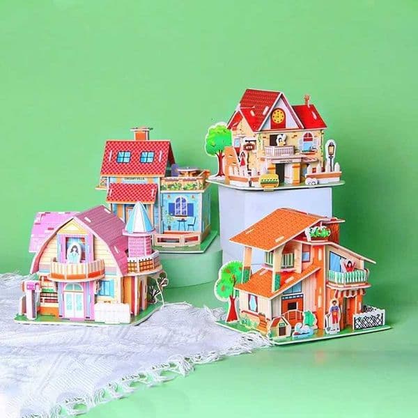 House Three-dimensional Puzzle Paper Childrens Handmade DIY Model Puzzle Early Education Boys and Girls Toys Educational Toys M260520