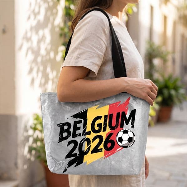 Belgium 2026 Soccer Tote Bag Tyvek Waterproof Shoulder Bag Football Fan Shopping Handbag