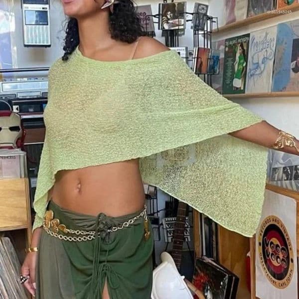 Women's Blouses Womens Sheer Poncho Top Lightweight Knit Shrug Shawl Off The Shoulder Mesh Blouse Cover Up Tops
