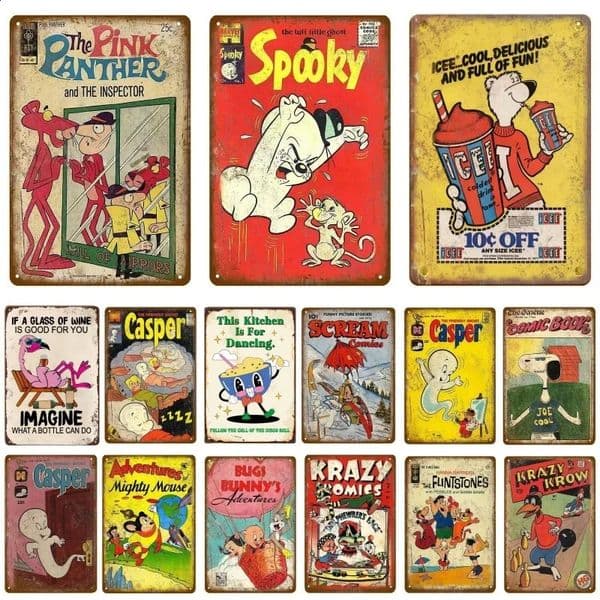 Vintage Comic Mouse Metal Signs Sign Poster Pub Plaque Retro Childrens Room Home Bedroom Living Wall Art Decor 260520
