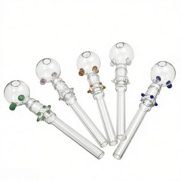 Wholesale Thick haady Colorful Thick heady 14cm Glass Oil Burner pipe Large 30mm Ball Smoking hand Oil Nail Burning pipes Hookah with balance dot